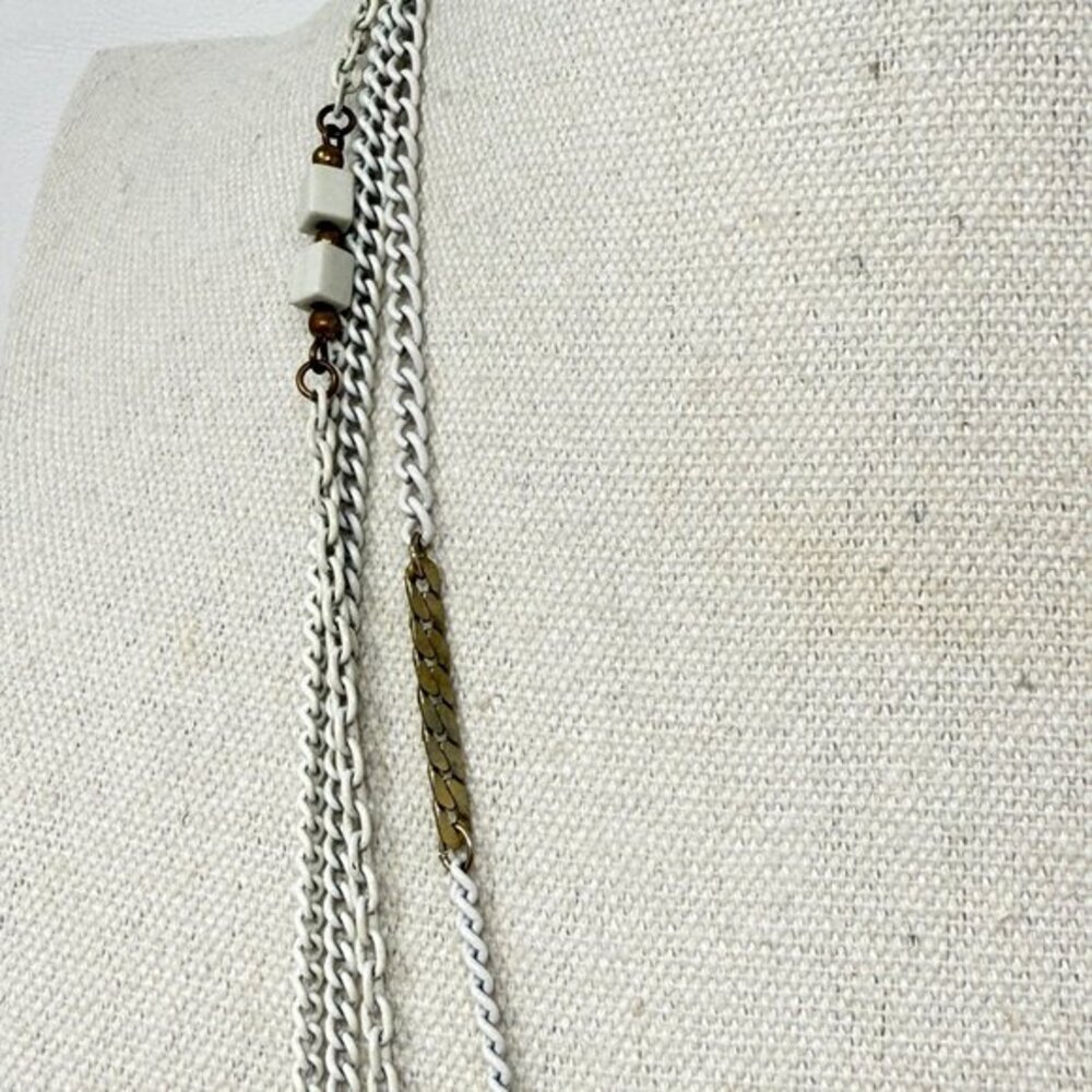 Vintage Chain Set of 3 Necklaces Korea White Gold-Tone Long‎ Length Minimal - Picture 8 of 9